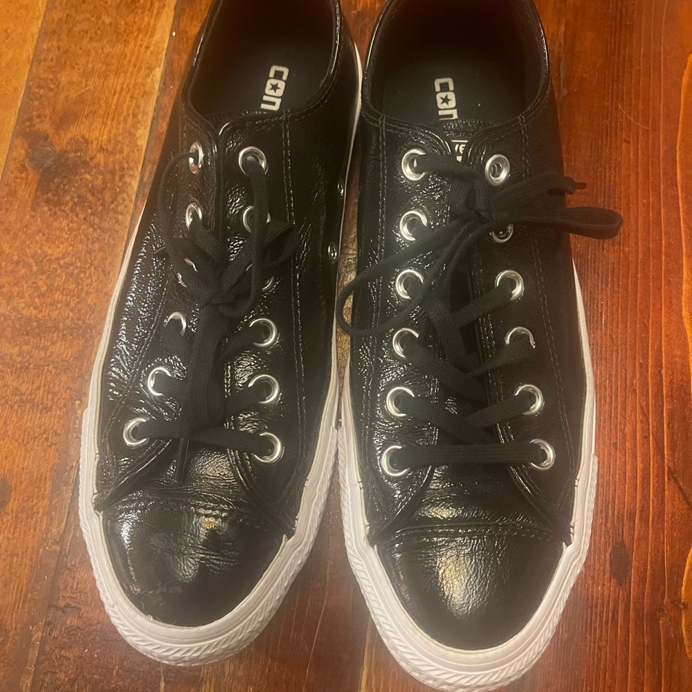 Converse All Star size 8 black leather shoes